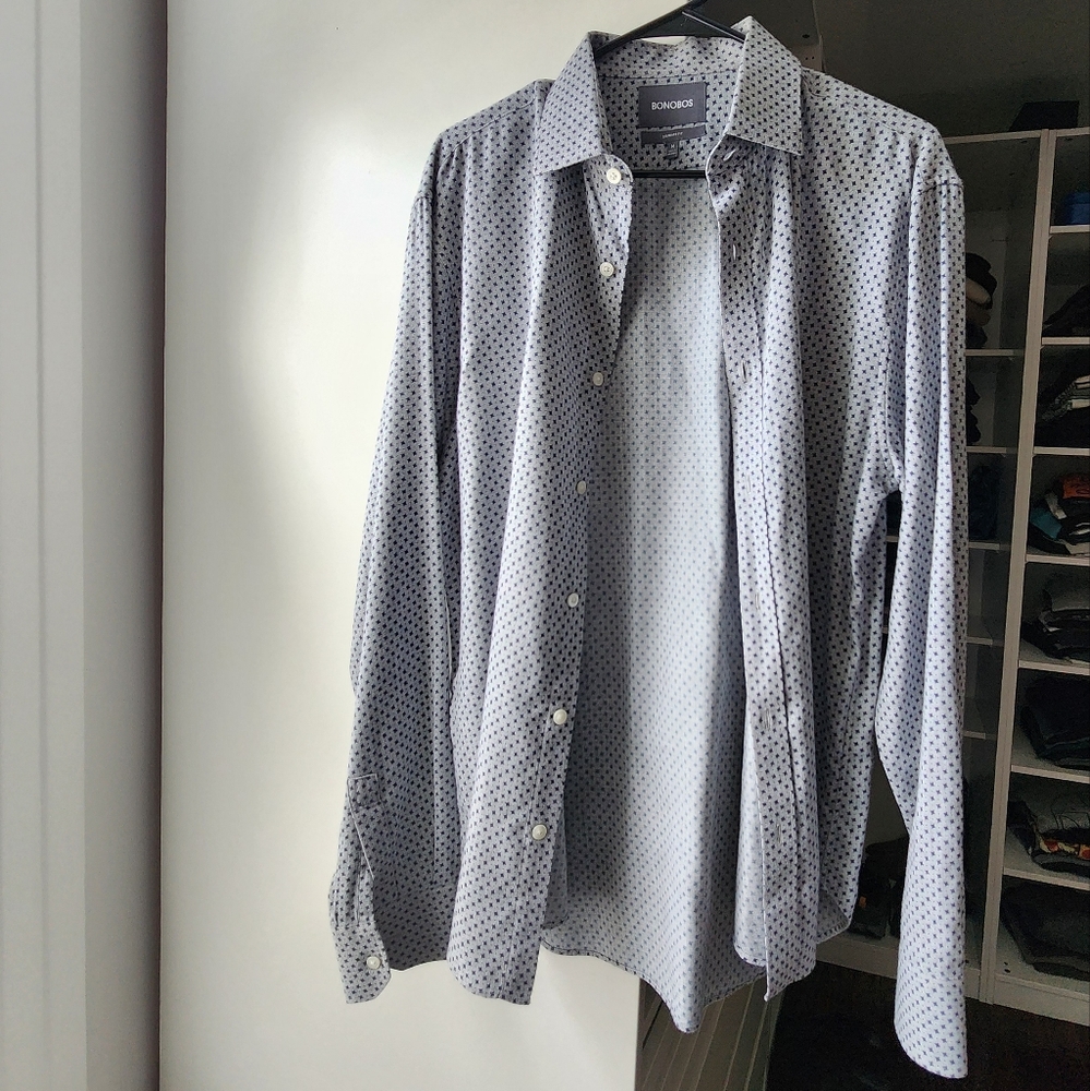 BONOBOS Men's shirt Navy Dot SZ M - Picture 7 of 7